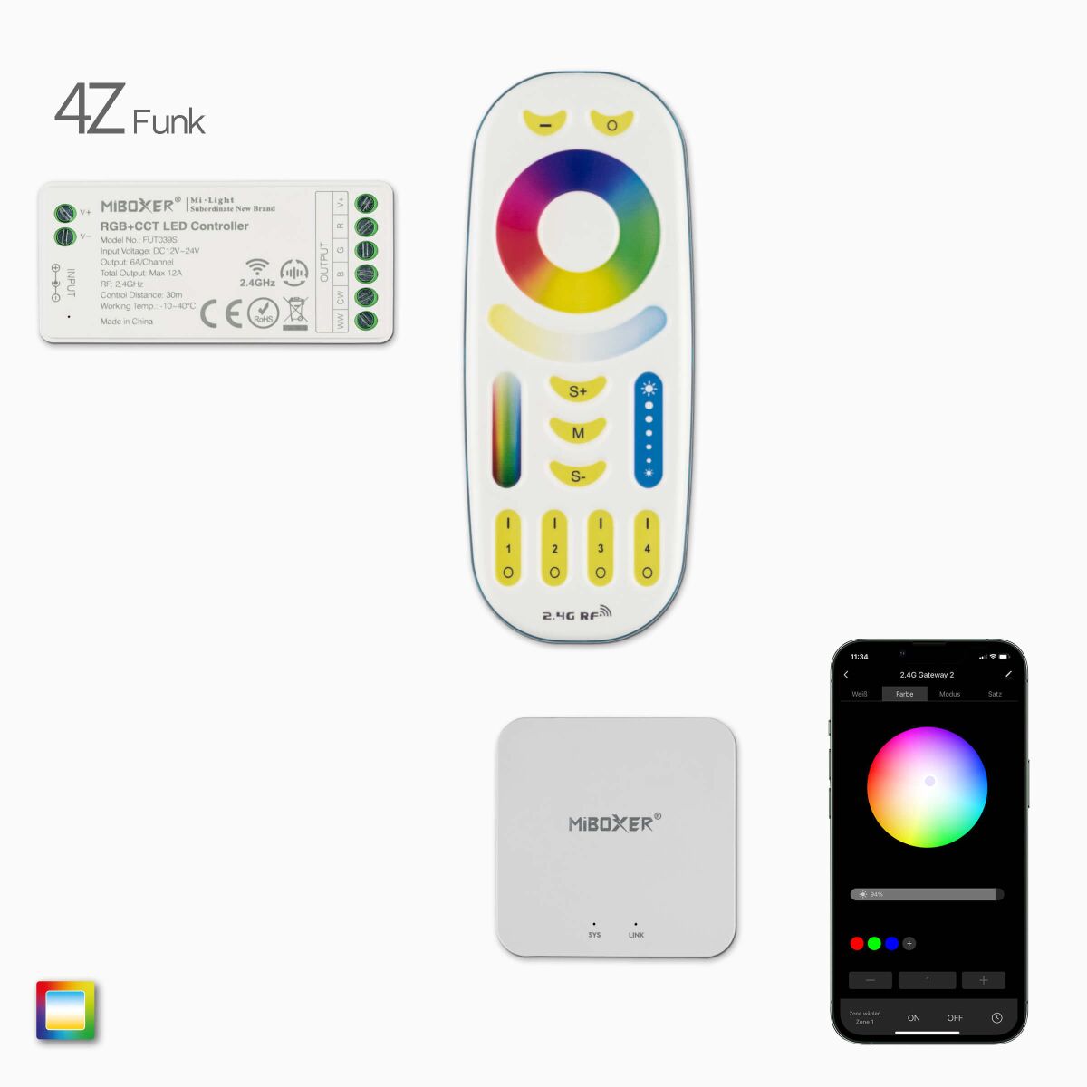 Funk u. Wifi Steuerung für 1 Zone RGB u. CCT LED S, 77,90 €