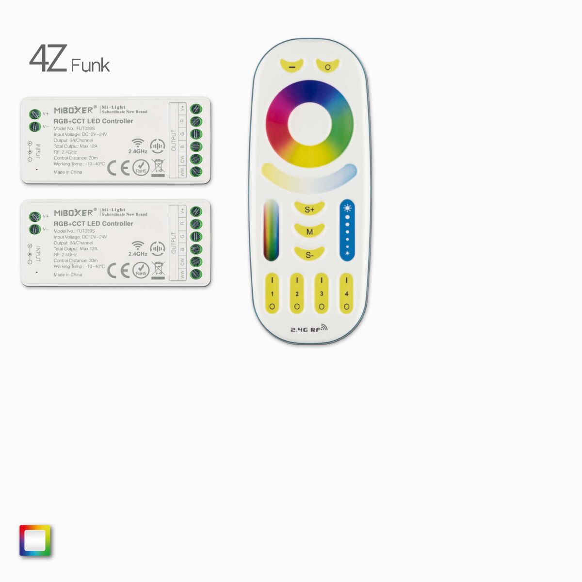 RGB-CCT LED Funk Fernbedienung und 2 Funk Empfänge, 55,90 €
