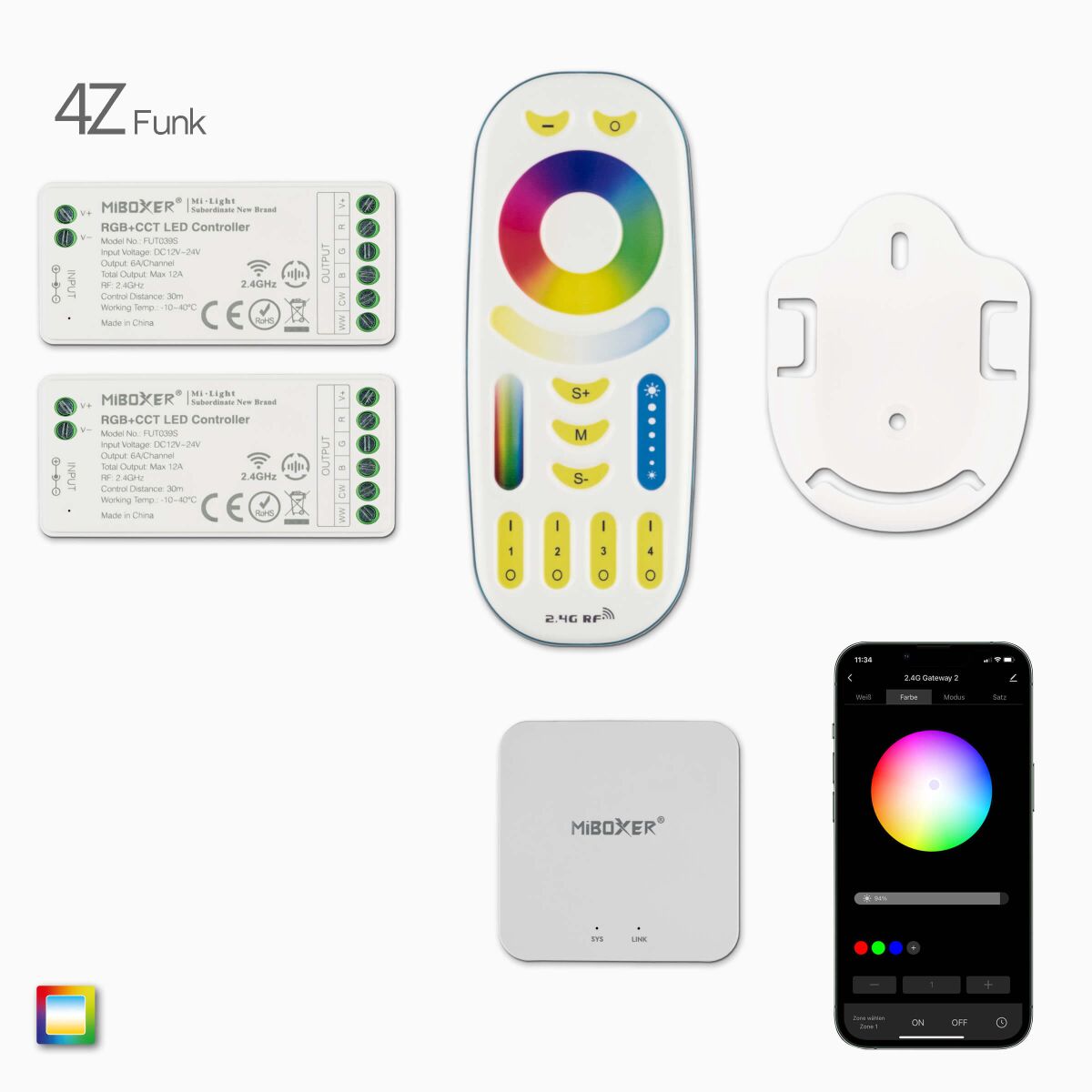 2 RGBCCT LED Funk Controller, Fernbedienng u. Wifi, 98,80 €