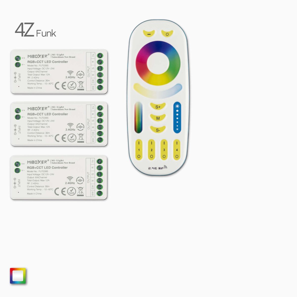 RGB-CCT LED Funk Fernbedienung und 3 Funk Empfänge, 73,90 €
