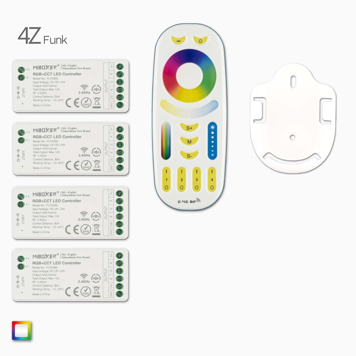 4 Funk-Controller u. 1 Fernbedienung für RGB+CCT L, 94,80 €
