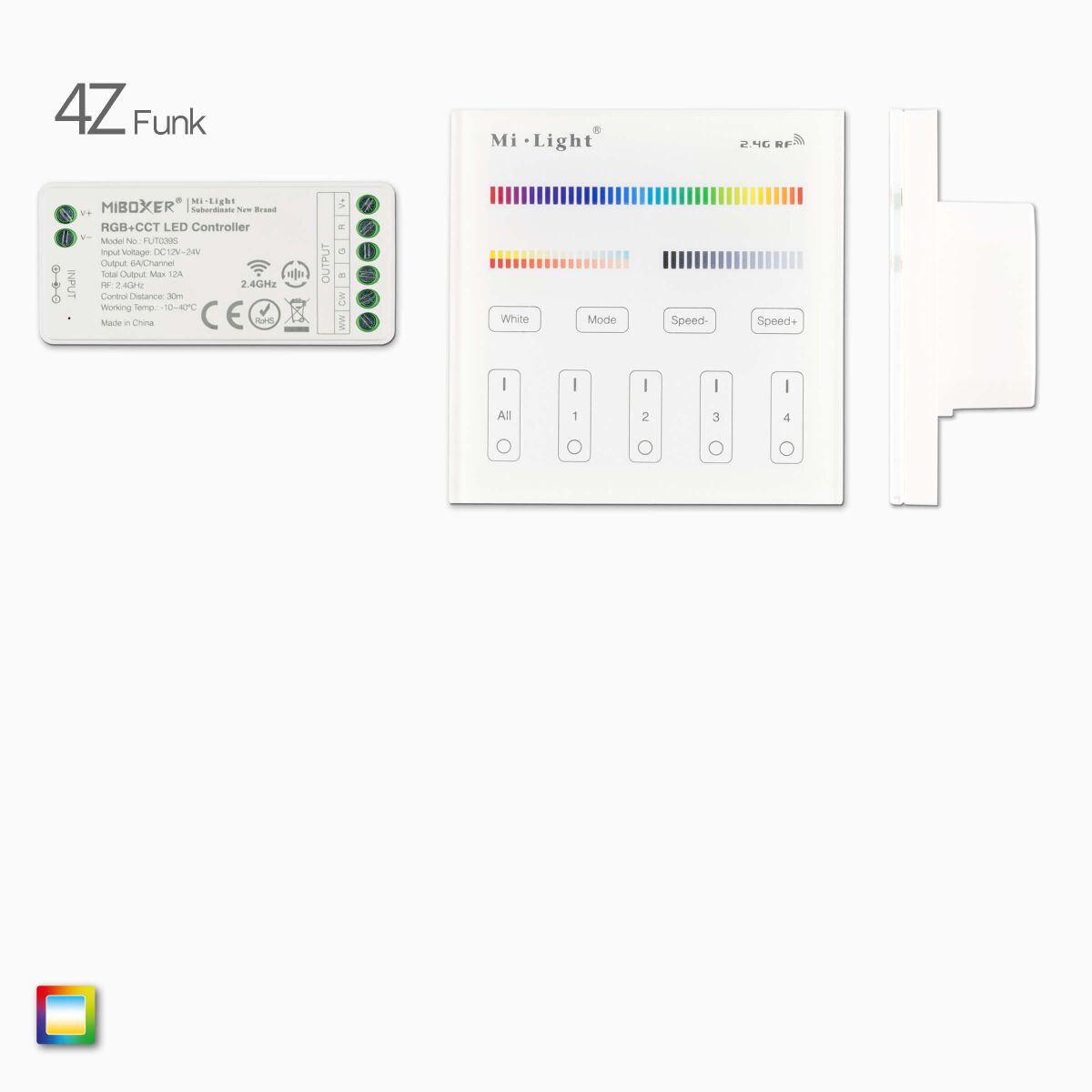2,4G 4-Zonen RGB+CCT LED Funk-Wandsteuerung, weiß , 47,99 €