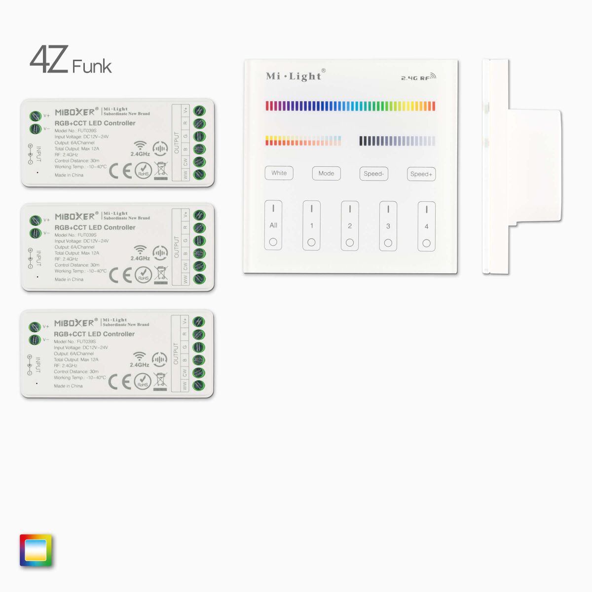 2,4G 4-Zonen RGB+CCT LED Funk-Wandsteuerung, weiß , 83,99 €