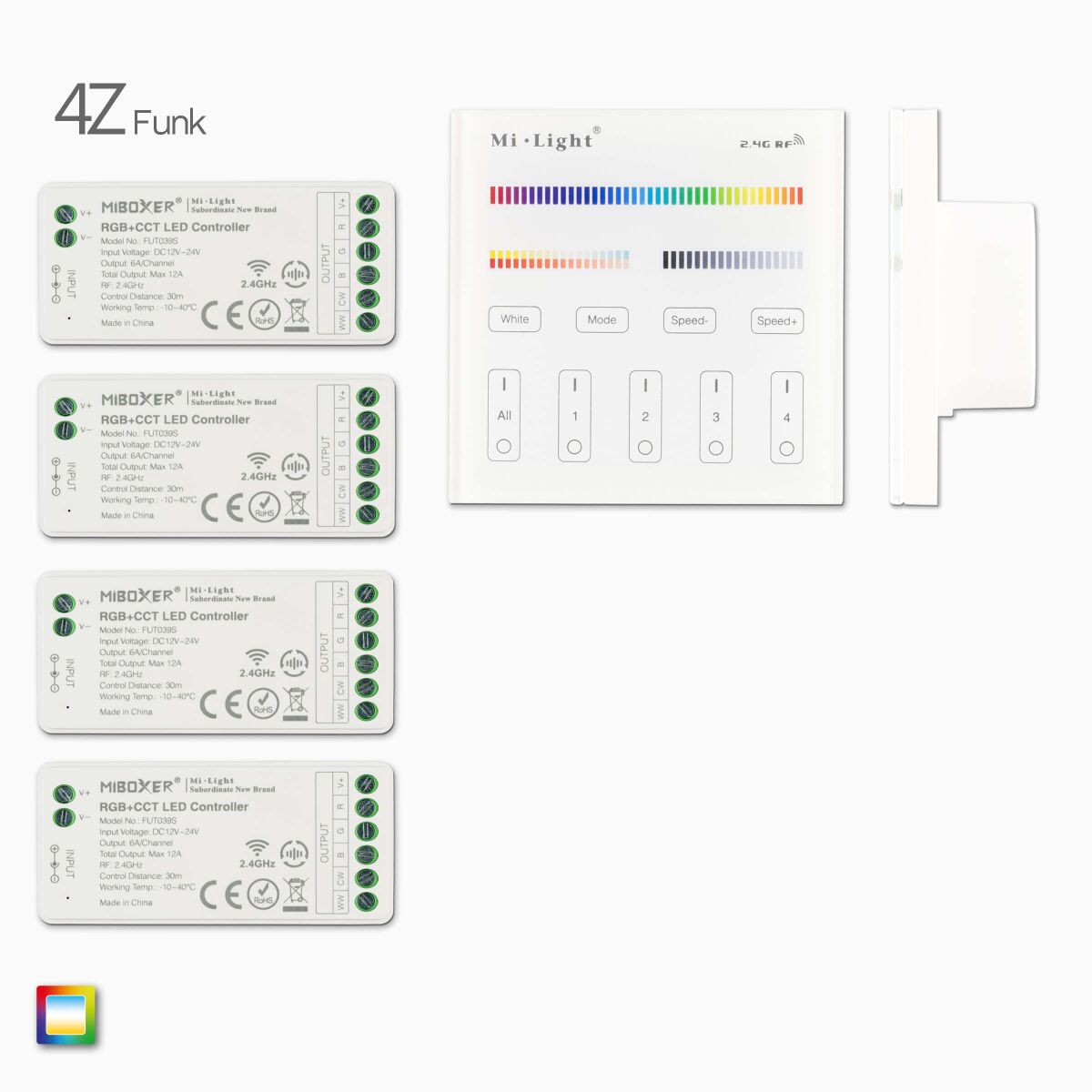 2,4G 4-Zonen RGB+CCT LED Funk-Wandsteuerung, weiß , 101,99 €