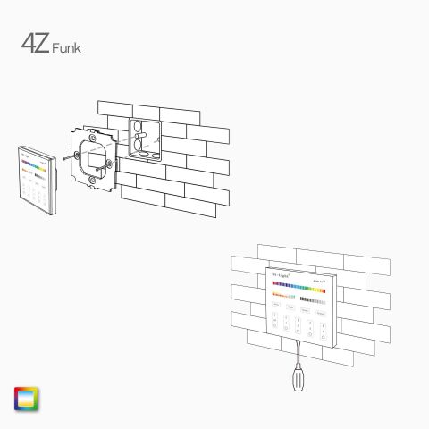 Montageanleitung für die 4Z RGB+CCT LED Funk Wandsteuerung mit Stromversorgung über 230V AC Netzspannung