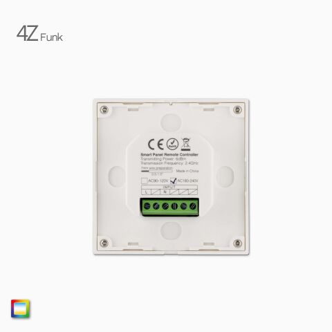 Produktbild, RGB+CCT LED Funk Wandsteuerung mit AC Stromversorgung, weiß für RGB+CCT LED Streifen, Rückansicht