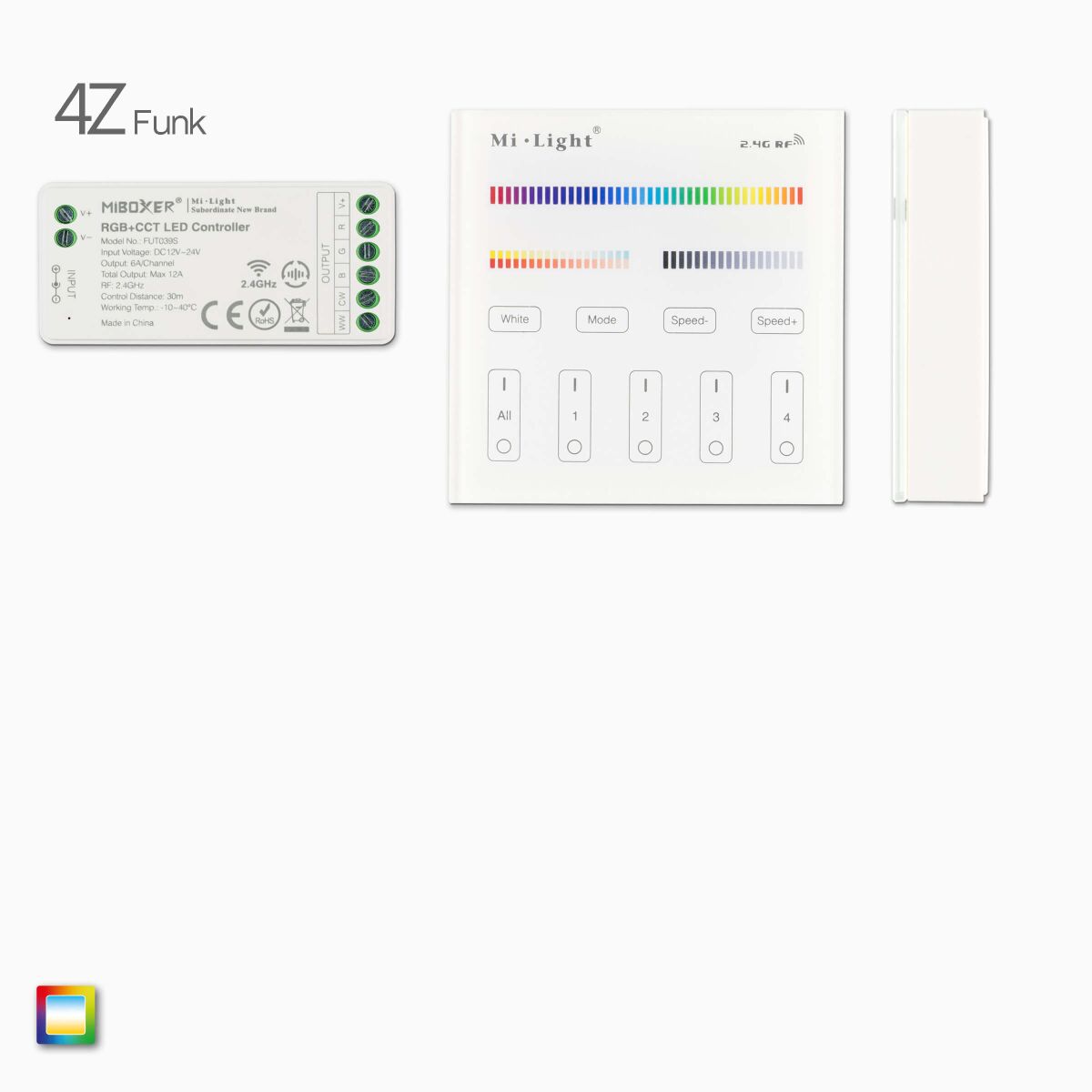 2,4G 4-Zonen RGB+CCT LED Funk-Wandsteuerung, weiß , 47,99 €