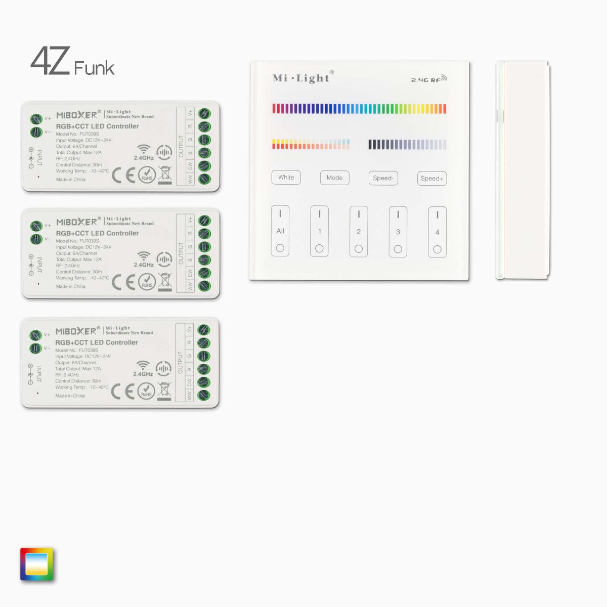 2,4G 4-Zonen RGB+CCT LED Funk-Wandsteuerung, weiß , 83,99 €