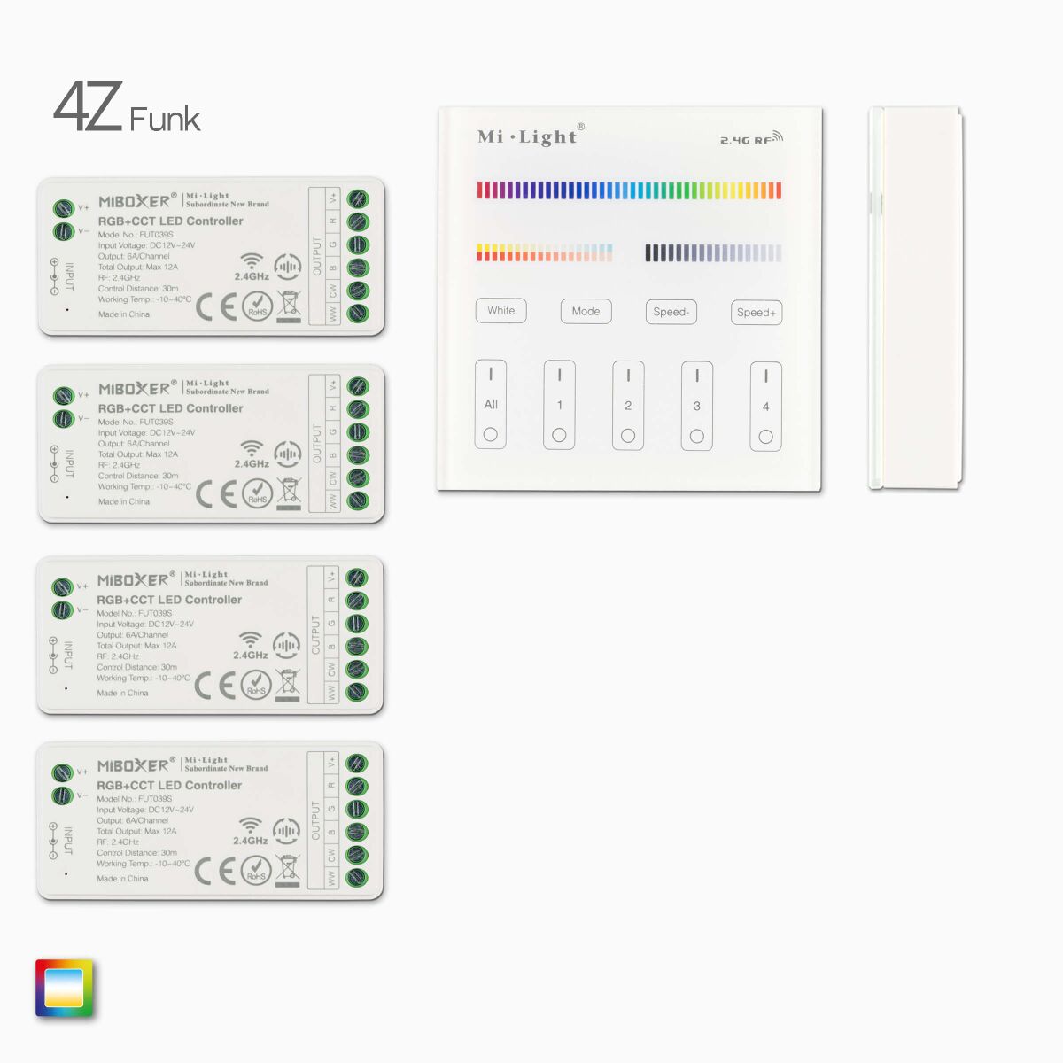 2,4G 4-Zonen RGB+CCT LED Funk-Wandsteuerung, weiß , 101,99 €