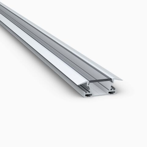 Produktbild vom LED Alu Profil MOZEL mit alu eloxierter Oberfläche mit HS klarer Abdeckung