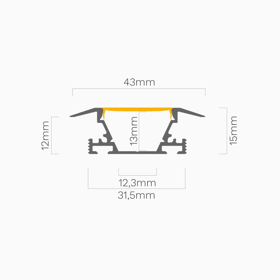 LED Alu Einlassprofil, 12mm Einbautiefe satiniert , 12,25 €
