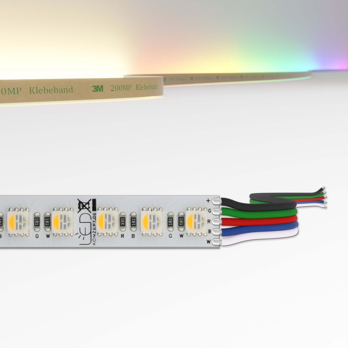 RGBW LED Strip, farbig-bunt u. warmweiß (Wohnraum), 23,00 €
