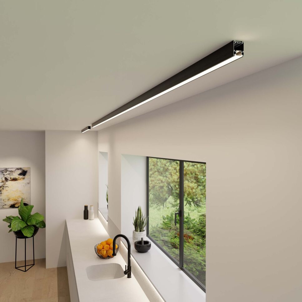 LED Alu Profil APNT schwarz, 100cm inkl. Abdeckung HS klar