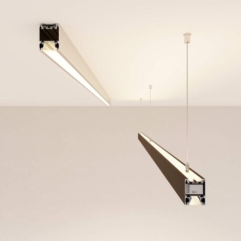 Anwendungsbeispiel vom LED Alu Profil APNT und seinen Einsatzmöglichkeiten als Deckenprofil, Wandprofil, Hängeleuchte