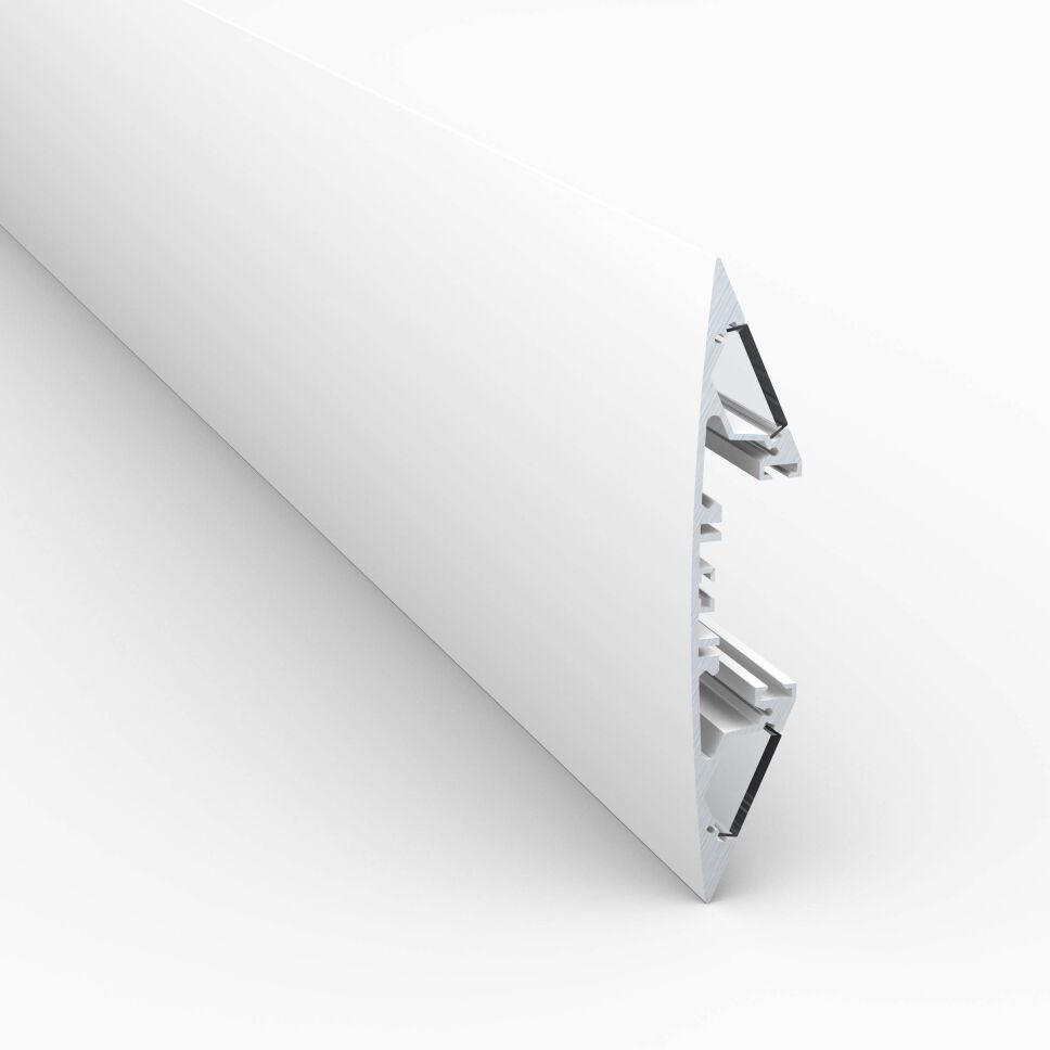 Produktbild vom LED Alu Lichtvouten-Profil LV in pulverbeschichtet matt (RAL9003) weißer Ausführung mit HS klarer Abdeckung