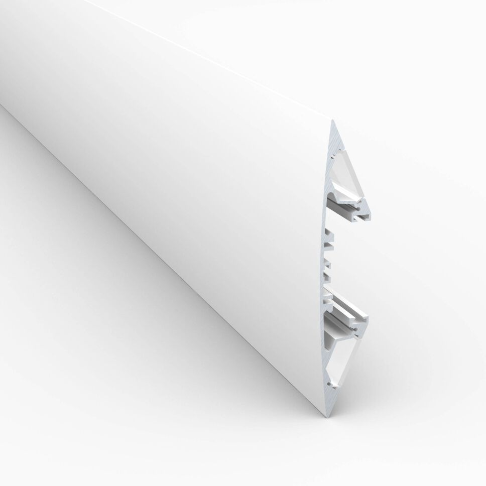 Produktbild vom LED Alu Lichtvouten-Profil LV in pulverbeschichtet matt (RAL9003) weißer Ausführung mit HS opaler Abdeckung