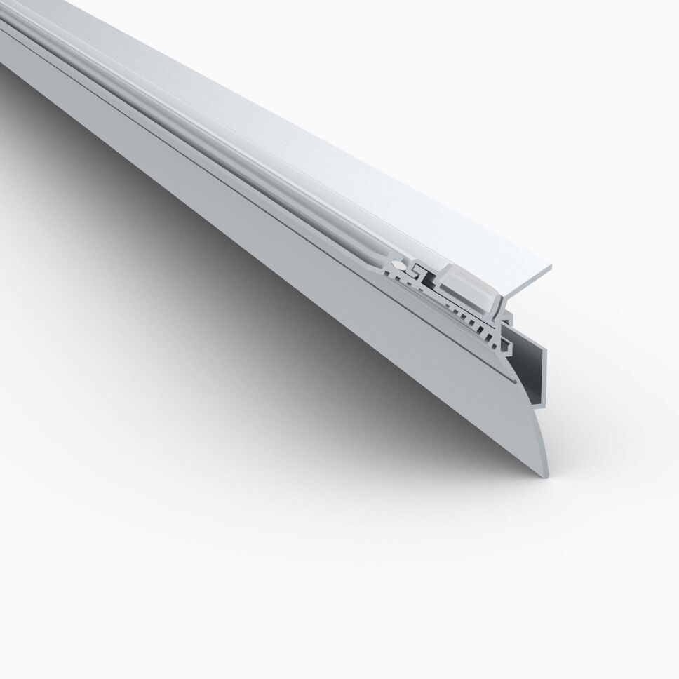 Produktbild vom LED Alu Profil LIT zur Gestaltung von Lichtvouten (verputzbar), freigestellt vor grauen Hintergrund
