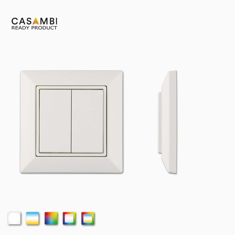 Produktbild vom Bluetooth Casambi-Schalter, frontansicht und seitenansicht