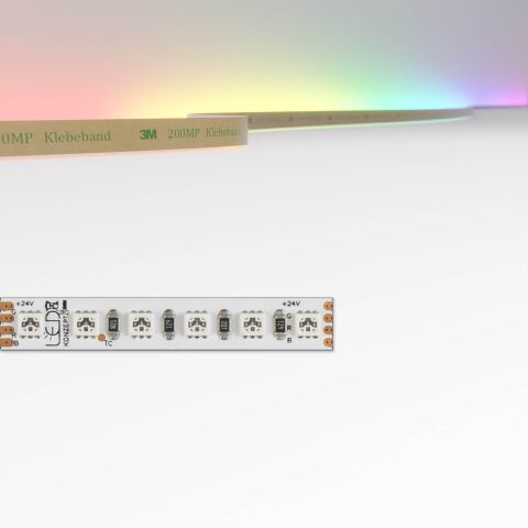 RGB LED Streifen mit 120 LEDs pro Meter und einer Streifenbreite von nur 8mm