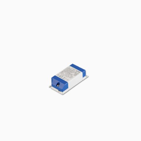 TRIAC LED Konstantstrom-Netzteil SLD15-700IL-ES mit 15 Watt bei 700mA im weißen Kunststoffgehäuse mit blauen Abdeckkappen