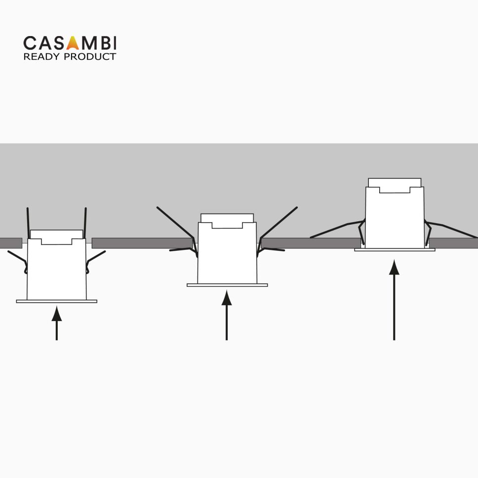 Illustration der Installation des CASAMBI Präsenzmelders an der Zwischendecke mit Montagefedern