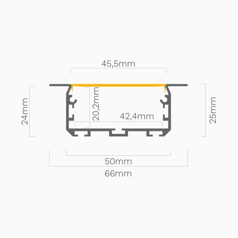 Querschnitt bzw. technische Zeichnung vom LED Alu Profil LARKO-50