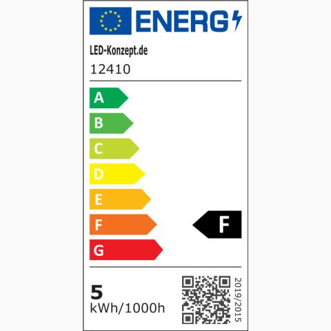 EEI bzw. EEK Label des COB LED Streifens 12410 warmweiß 2700K mit Klasse F
