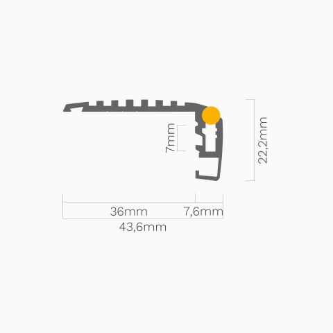 Querschnitt vom LED Alu Profil STEKO mit Bemaßung