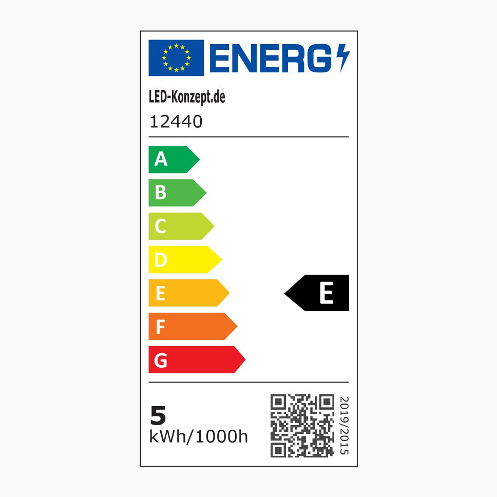 Energie Effizienz Label vom LED Streifen 12440 mit Effizienzklasse E