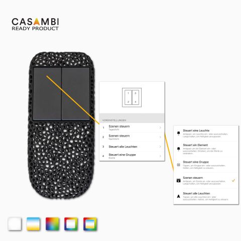 Bilder zur Erläuterung der Programmierung der CASAMBI Fernbedienung MESH