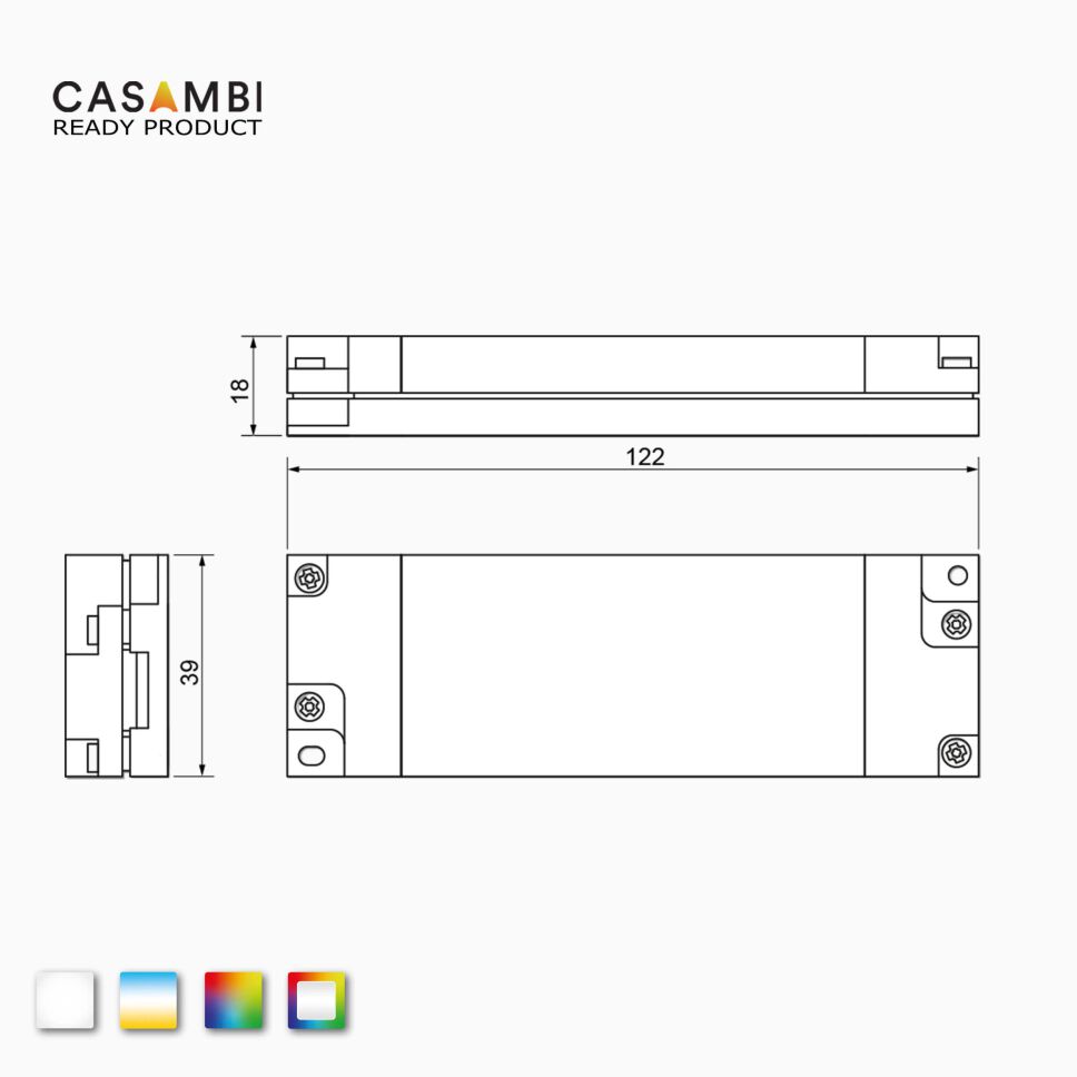 Technische Zeichnung vom CASAMBI CBU-PWM mit Bemaßung