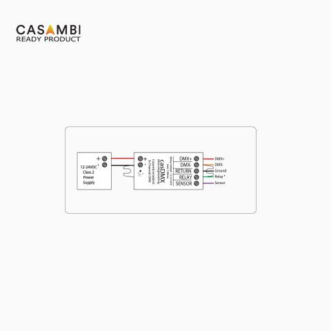 Schaltplan zur Verdrahtung des CASAMBI CASDMX DMX512-Gateways zur Steuerung von DMX Empfängern via CASAMBI App