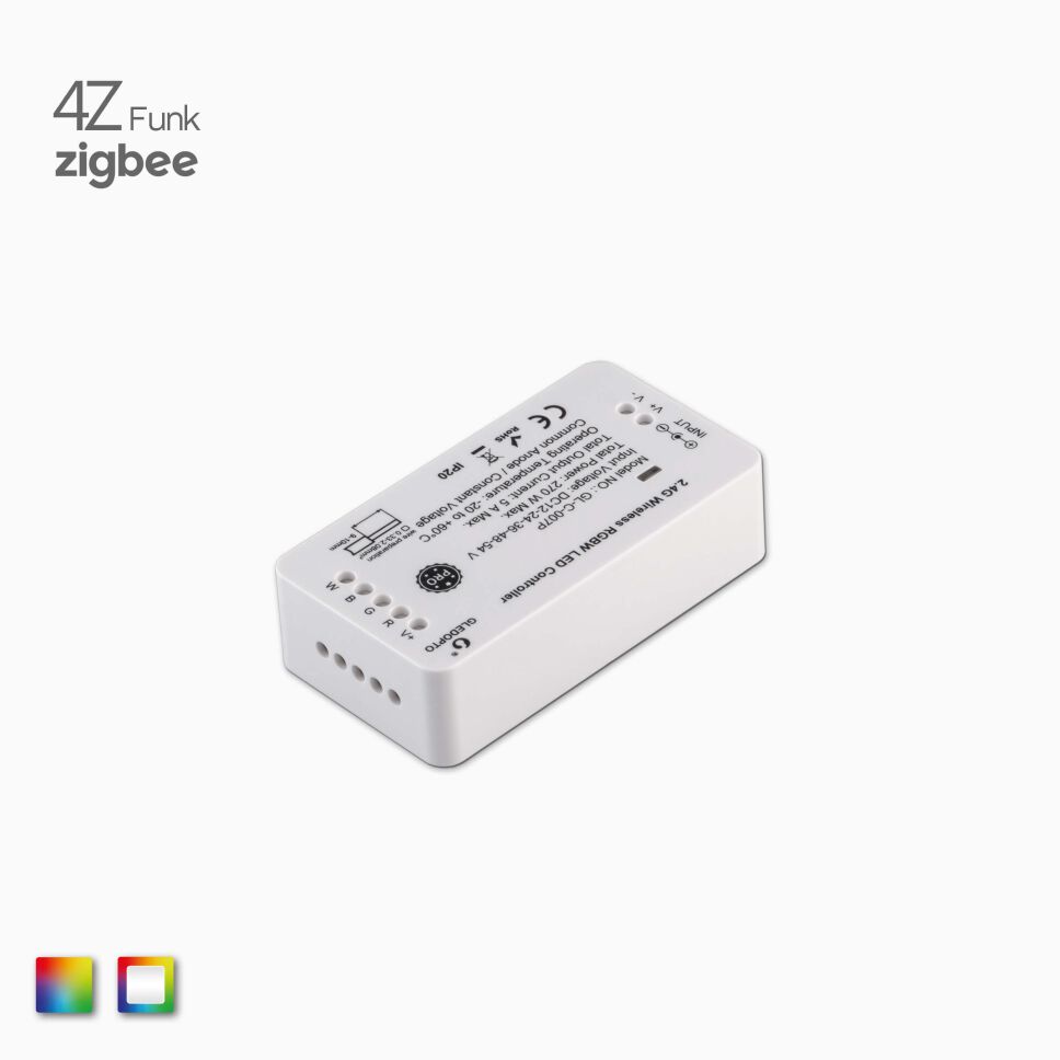 ZIGBEE RGBW-RGB LED Funk Controller für RGBW und RGB LED Streifen mit 12V - 24V DC