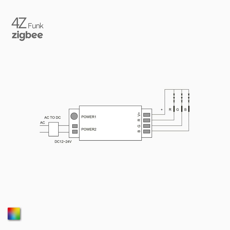 RGBW-RGB ZIGBEE 3.0 und 4Z Funk Controller, Schaltplan vom Anschluss von RGBW LED Streifen