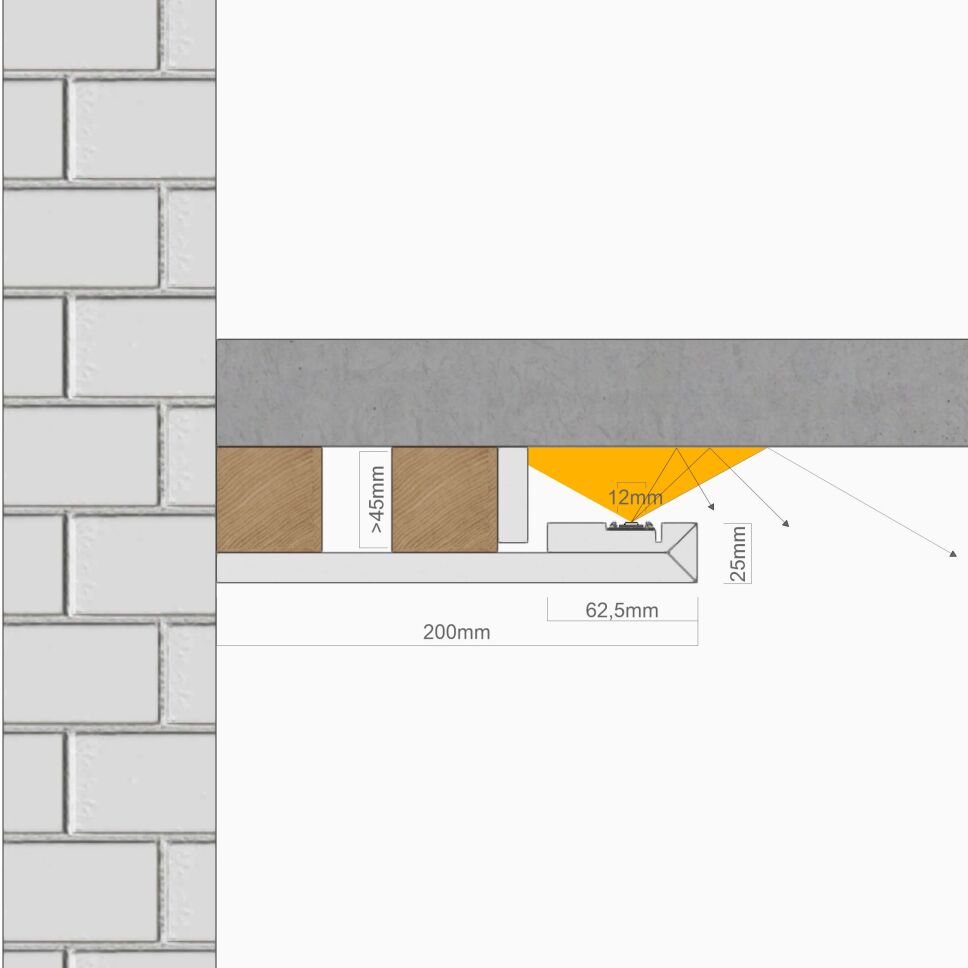 Illustration der Funktionsweise der Gipskarton Formteile mit Verteilung des Lichts