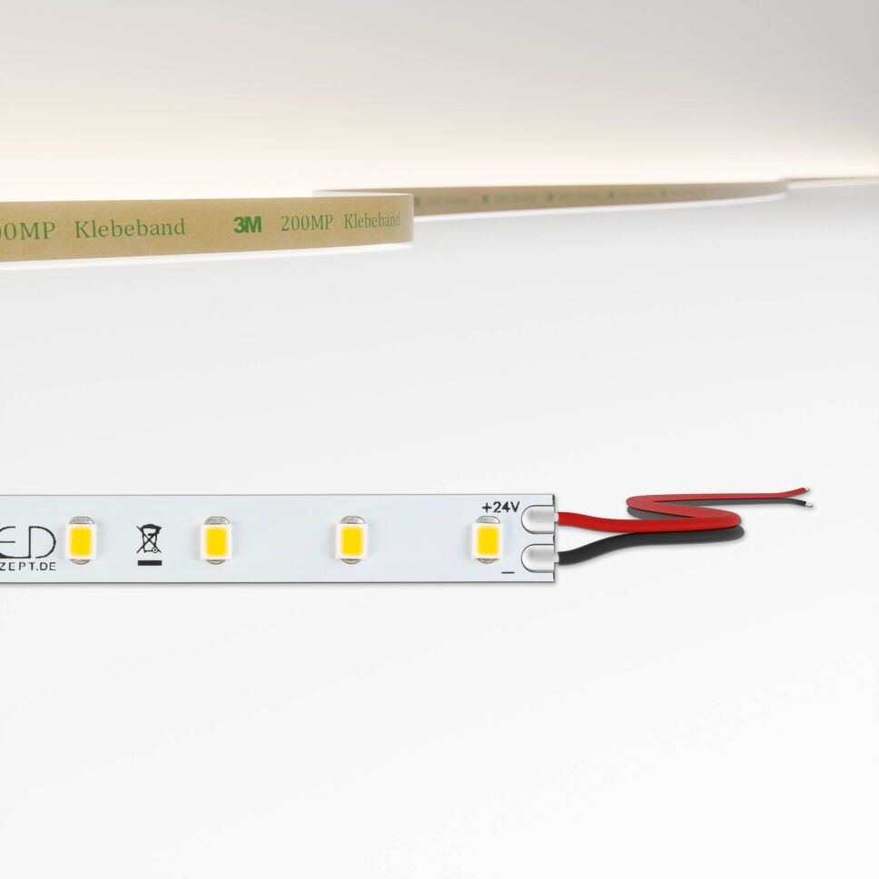 LED Streifen  24V  weiß  10,5W/m  neutralweiß,  200cm,  mit Litzenanschluss (ca. 300cm)
