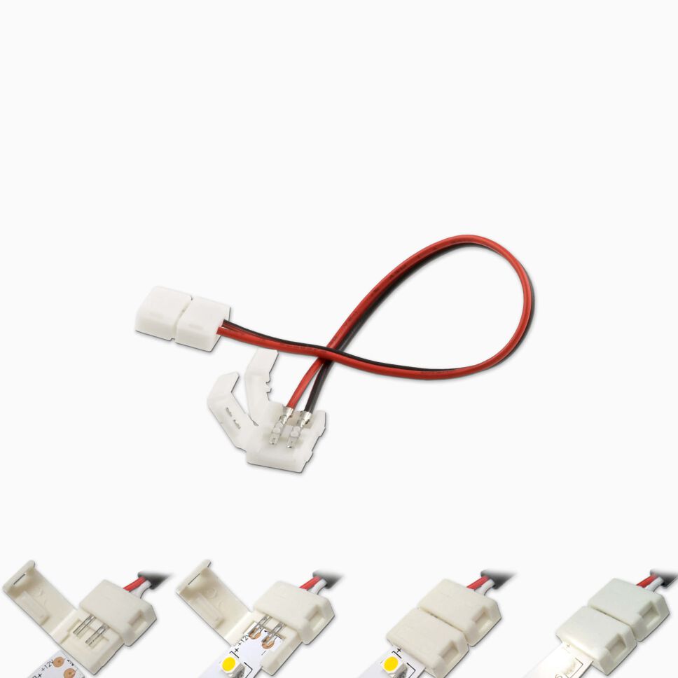 Kabel 100cm 5x Verbinder Connector für RGBW RGB+W 12mm LED-Streifen ; 2 Clips 