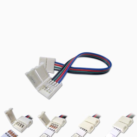 Verbidner für RGB LED Streifen mit farblich codierter Leitung und mit Schnellverbinder an beiden Enden