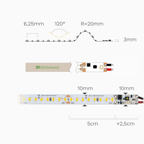neutralweiß leuchtender weißer LED Streifen mit 4000K, die flexible Leiterplatte zu einer Lichtwelle gelegt