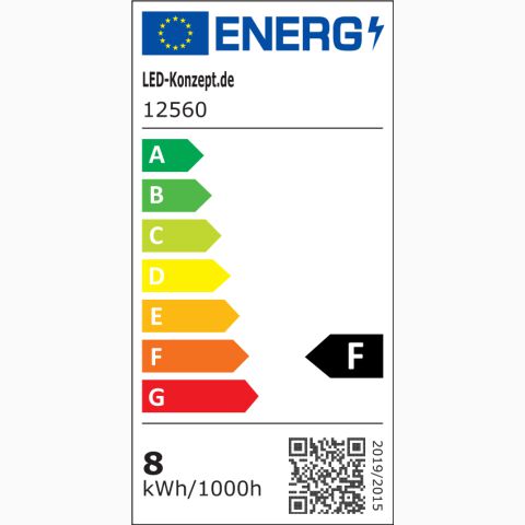 Energieeffizienz-Label vom LED Streifen 12560 zeigt die EEK F