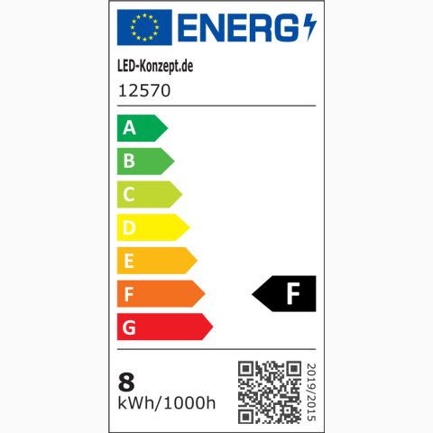 Energieeffizienz-Label vom LED Streifen 12570 zeigt die EEK F