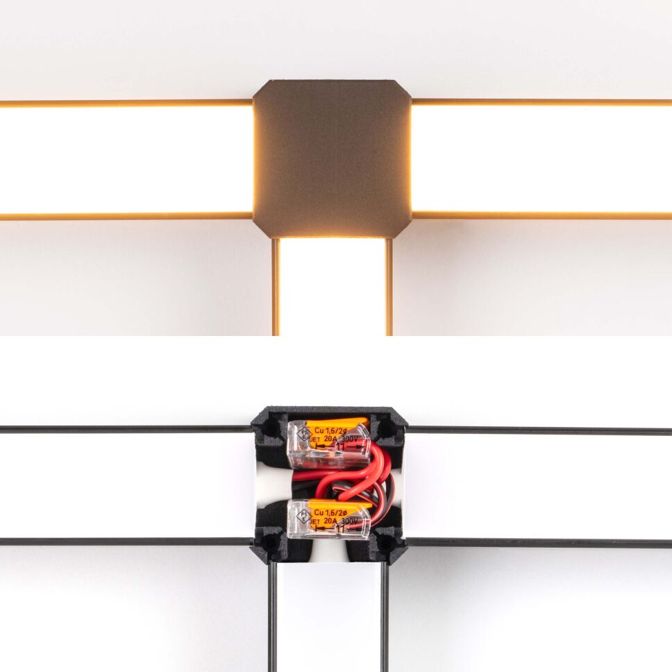 Vergleich BX3 Verbinder geschlossen und LEDs leuchtend und BX3 Verbinder ohne Deckel