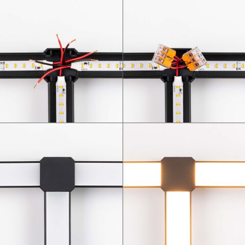 Montageanleitung zum Verbinden mehrerer LED Streifen in einem BX Verbinder