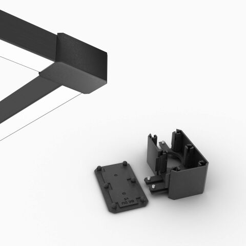 BE2 Eckverbinder mit Einspeisepunkt 90 Grad horizontal zum Bauen von Ecken am LED Alu Profil BASIC,