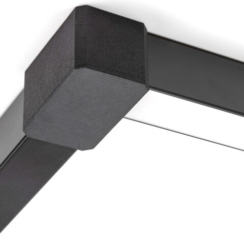 BASIC Eckverbinder BE2, geschlossen am schwarzen LED Alu Profil BASIC