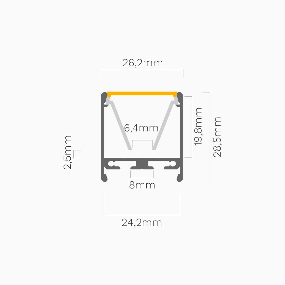 Querschnitt vom LED Alu Profil BASIC mit COEX Abdeckung