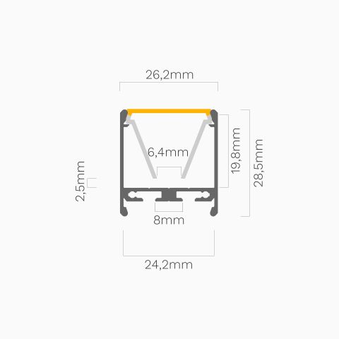 Querschnitt vom LED Alu Profil BASIC mit COEX Abdeckung