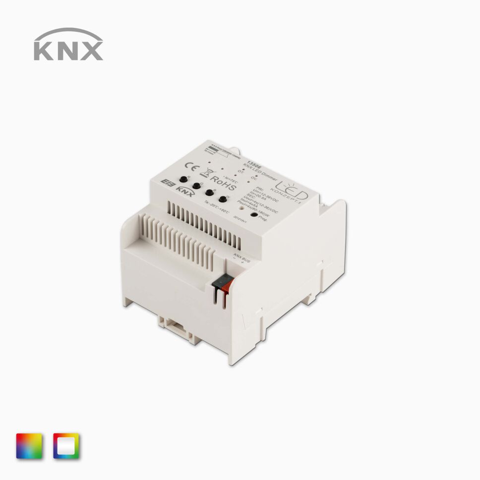 Produktbild, RGBW-RGB Controller KNX für Hutschiene und LED Streifen mit 24V