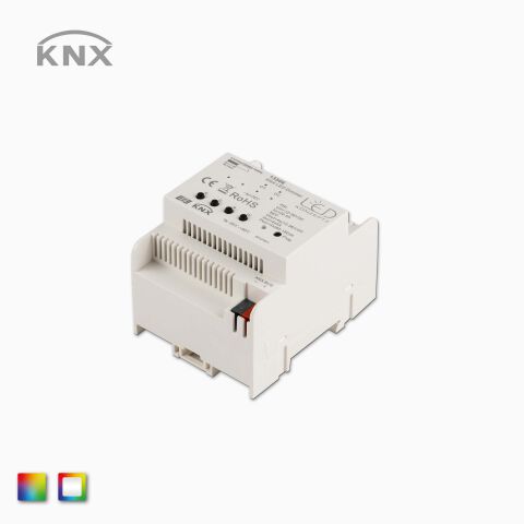 Produktbild, RGBW-RGB Controller KNX für Hutschiene und LED Streifen mit 24V