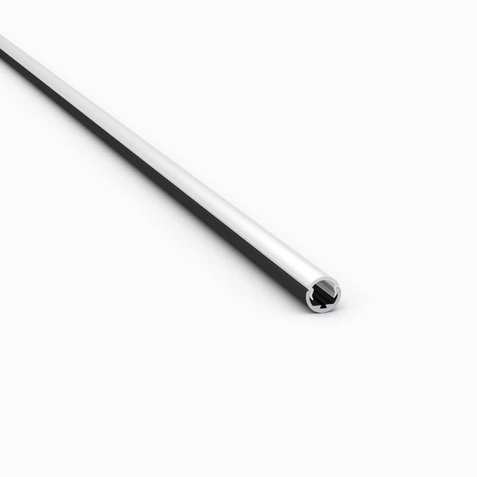 Produktbild vom filigranen LED Alu Profil PIKO mit schwarz eloxierter Oberfläche und opaler Abdeckung